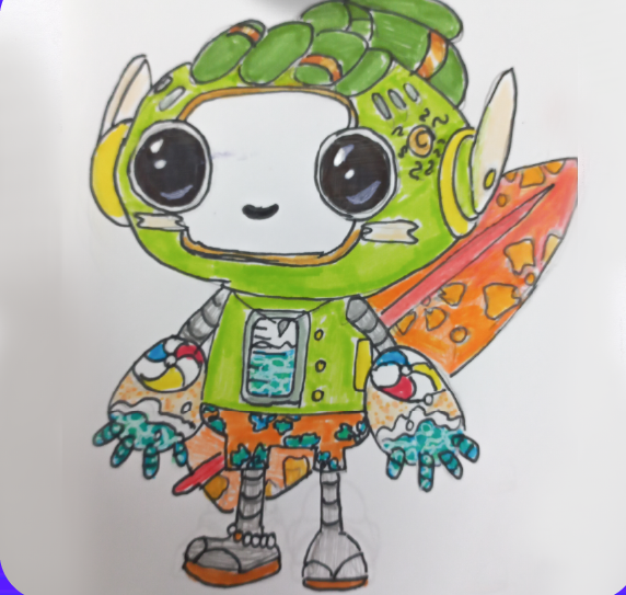 Desenho original do SurferBot feito por aluno